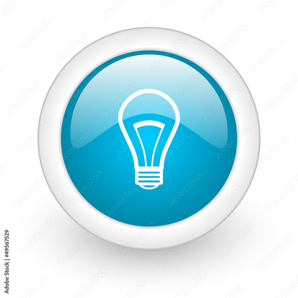 light bulb blue circle glossy web icon on white background light bulb blue circle glossy web icon on white background