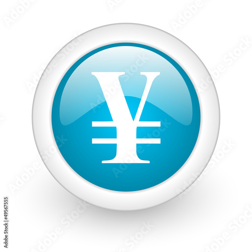 Free Download yen blue circle glossy web icon on white background - GFXLoad