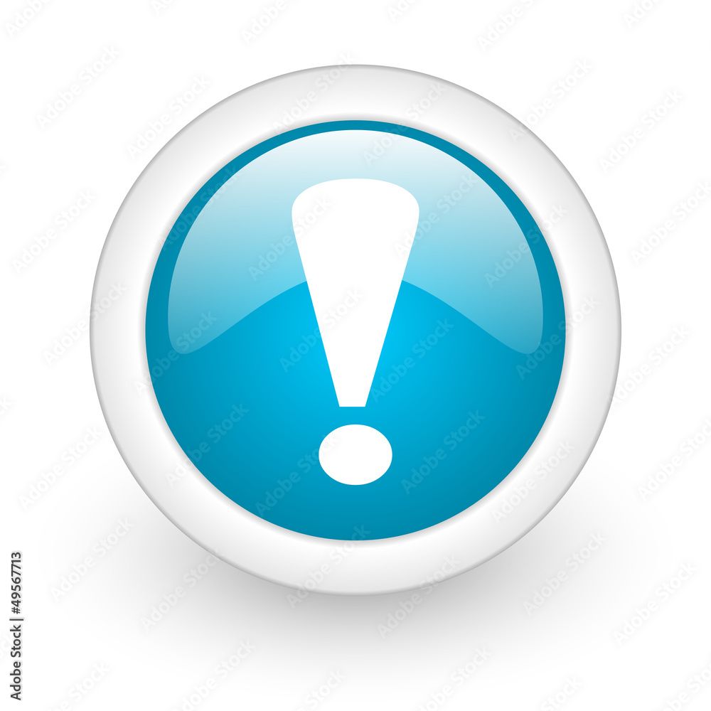 exclamation sign blue circle glossy web icon on white background exclamation sign blue circle glossy web icon on white background