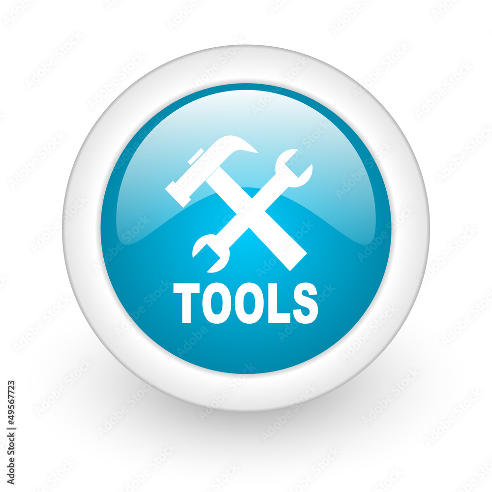 tools blue circle glossy web icon on white background tools blue circle glossy web icon on white background