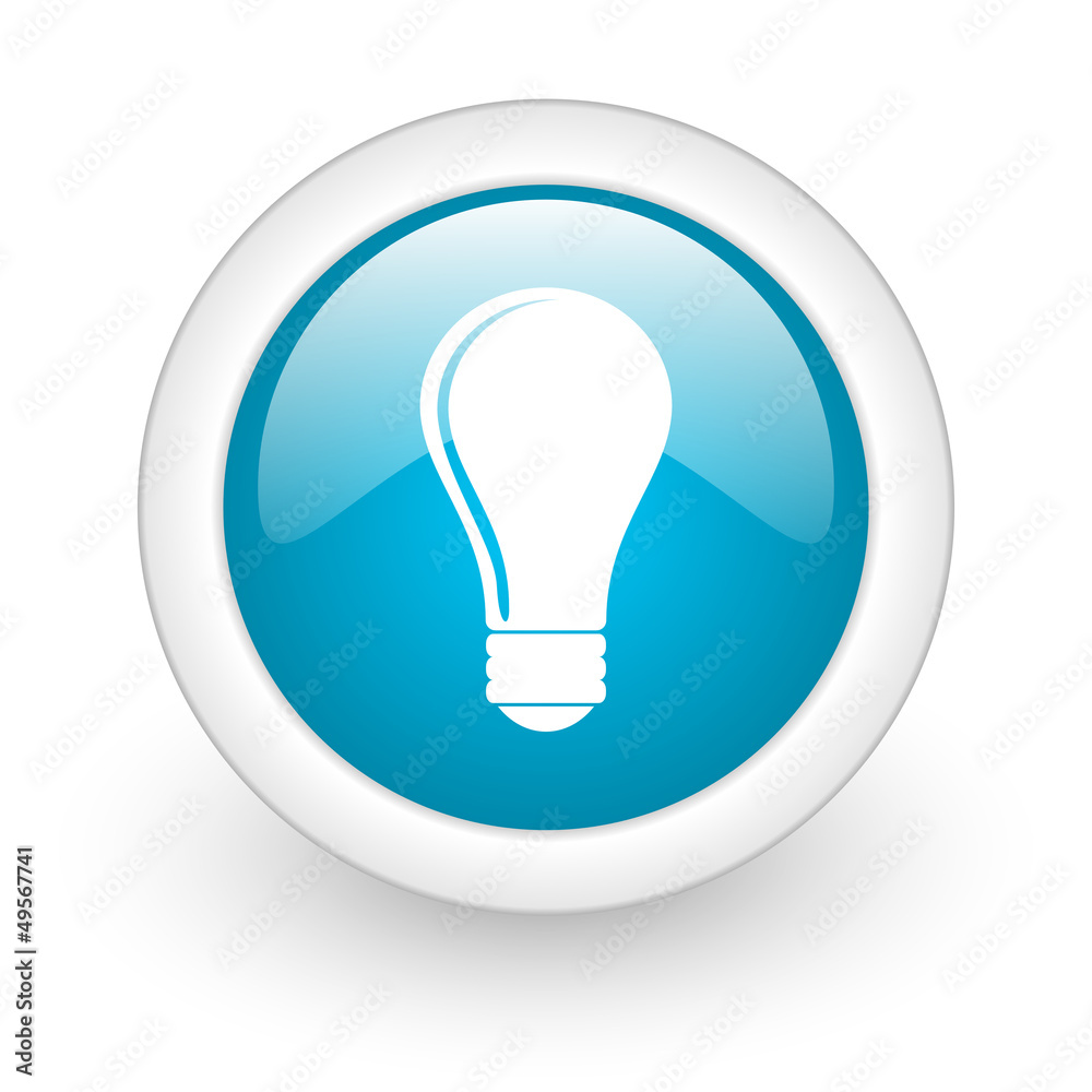 light bulb blue circle glossy web icon on white background light bulb blue circle glossy web icon on white background