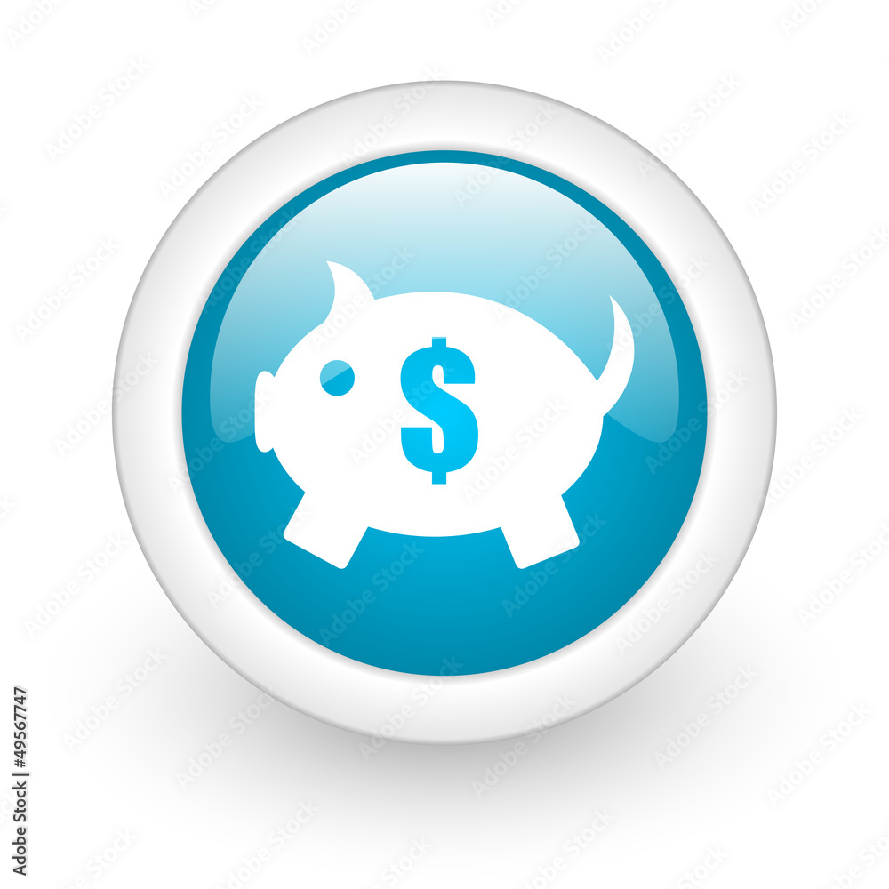 piggy bank blue circle glossy web icon on white background piggy bank blue circle glossy web icon on white background