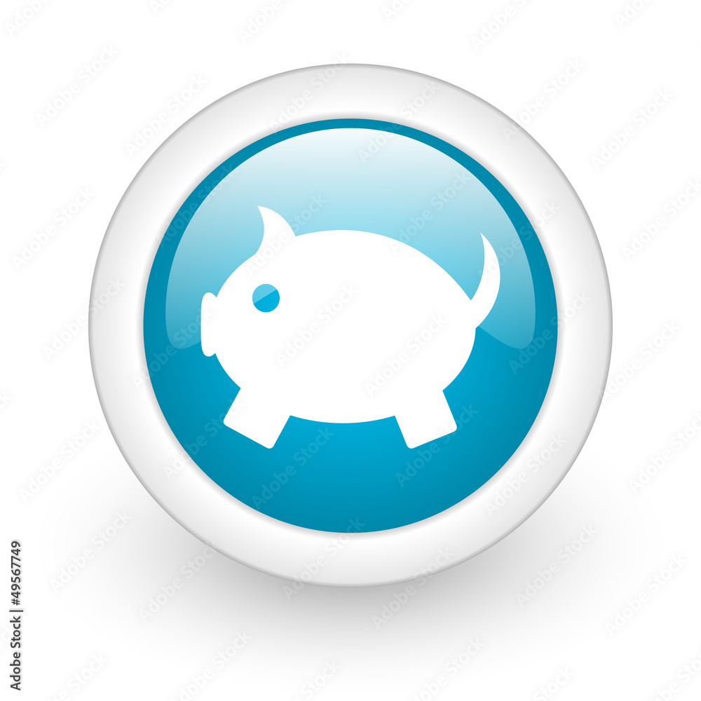 piggy bank blue circle glossy web icon on white background piggy bank blue circle glossy web icon on white background