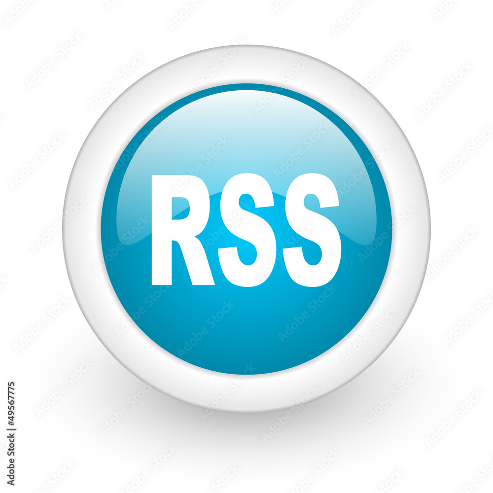 rss blue circle glossy web icon on white background rss blue circle glossy web icon on white background