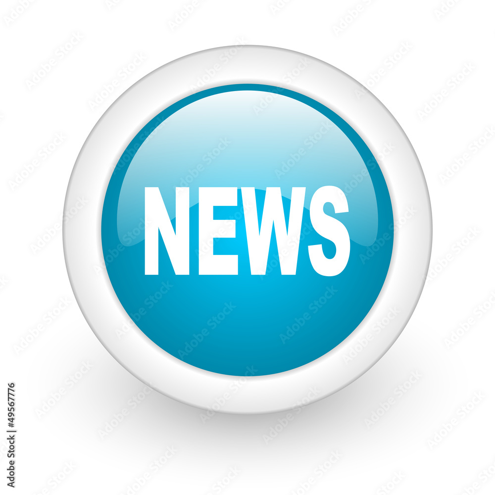 news blue circle glossy web icon on white background news blue circle glossy web icon on white background