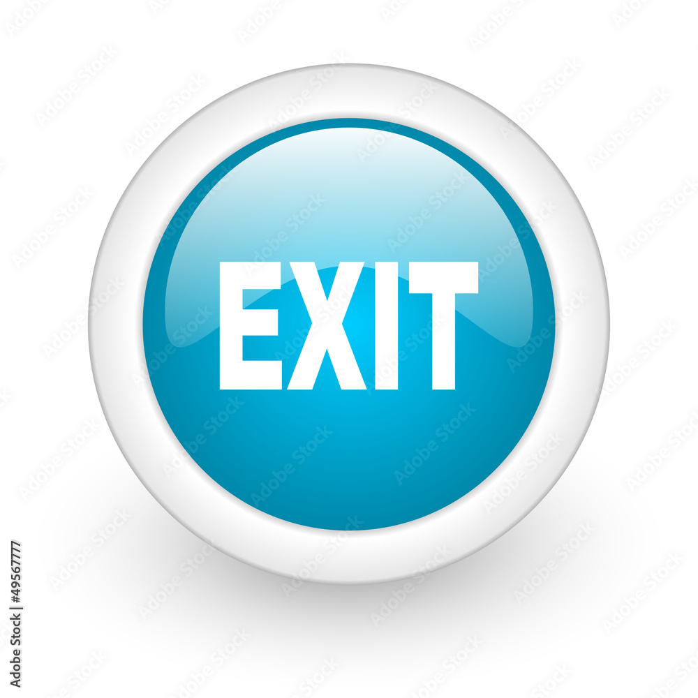 exit blue circle glossy web icon on white background exit blue circle glossy web icon on white background