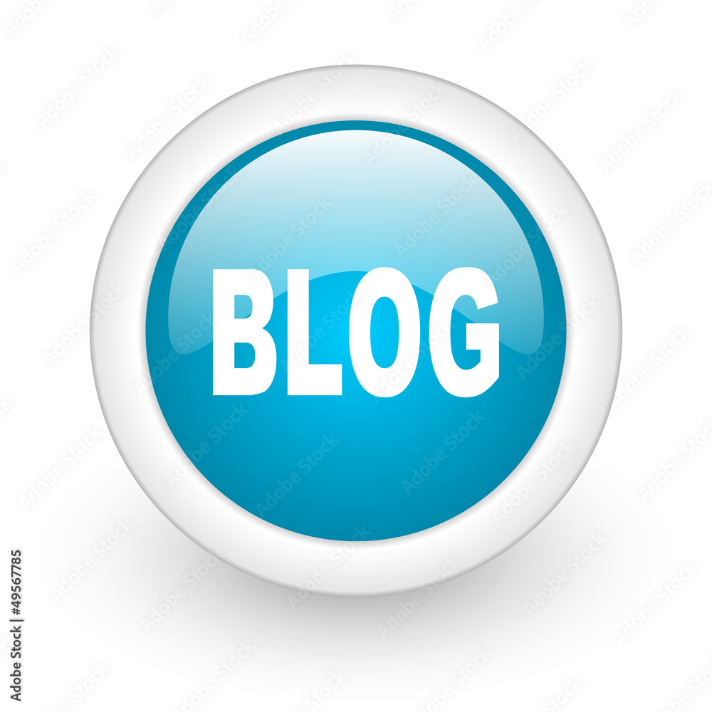 blog blue circle glossy web icon on white background blog blue circle glossy web icon on white background