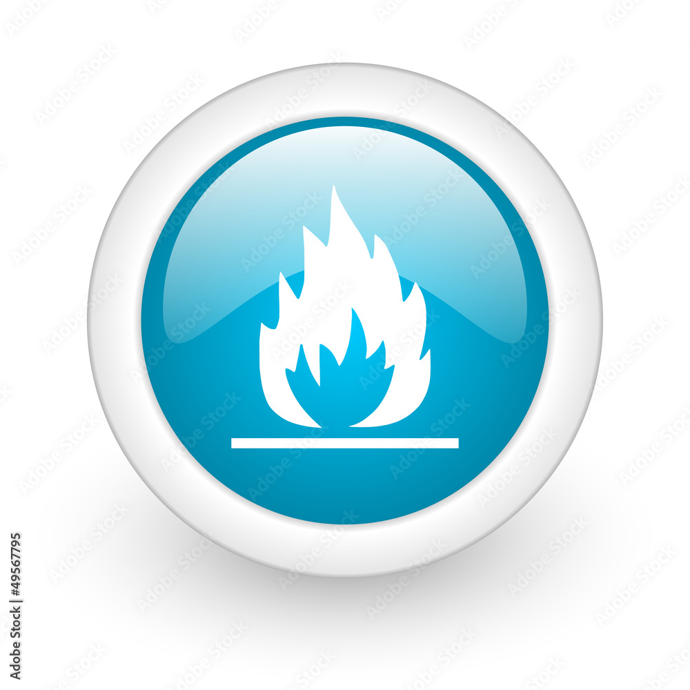 flames blue circle glossy web icon on white background flames blue circle glossy web icon on white background