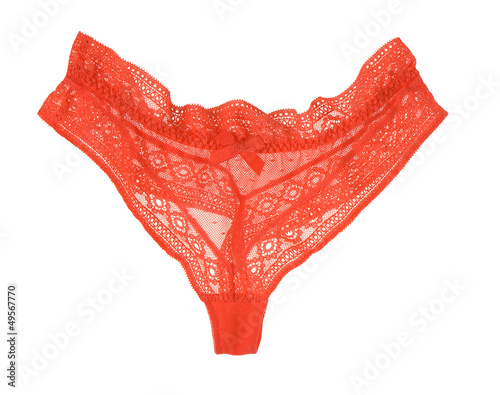 Foto Red lace panty with a bow