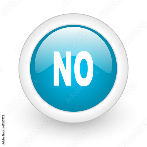 no blue circle glossy web icon on white background