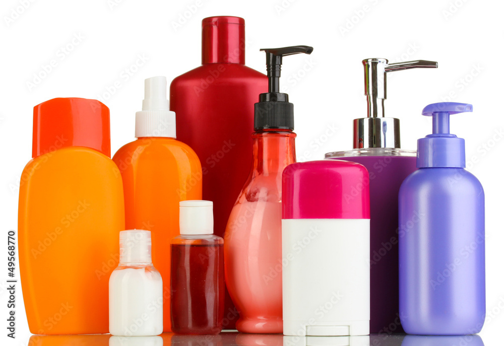 A lot of different cosmetic products for personal care isolated A lot of different cosmetic products for personal care isolated