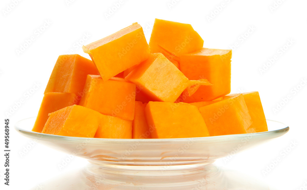 Sliced tasty pumpkin, isolated on white Sliced tasty pumpkin, isolated on white