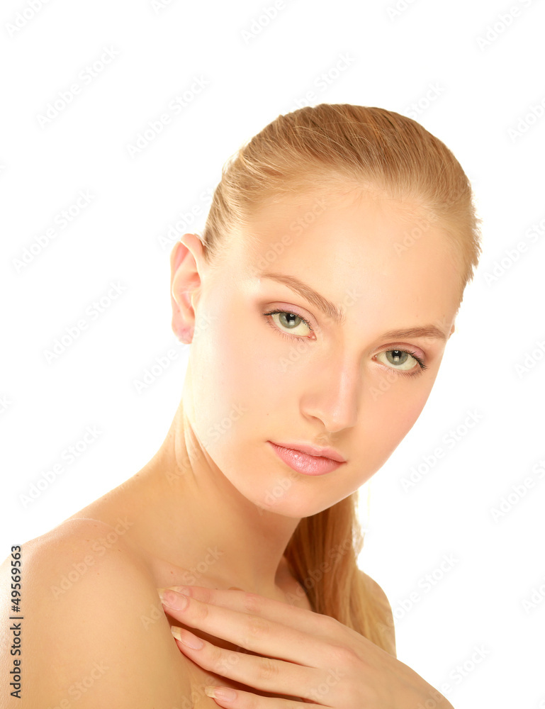 A beautiful woman, portrait isolated on white background A beautiful woman, portrait isolated on white background