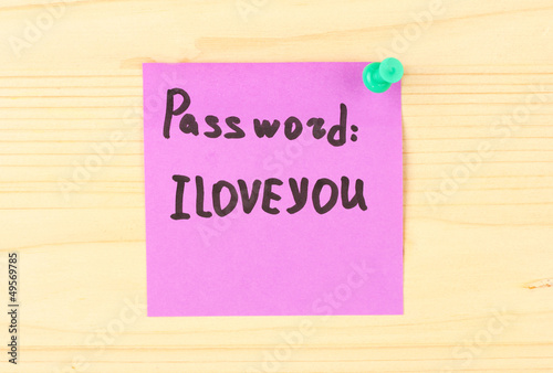 Sticker-reminder with most popular password,