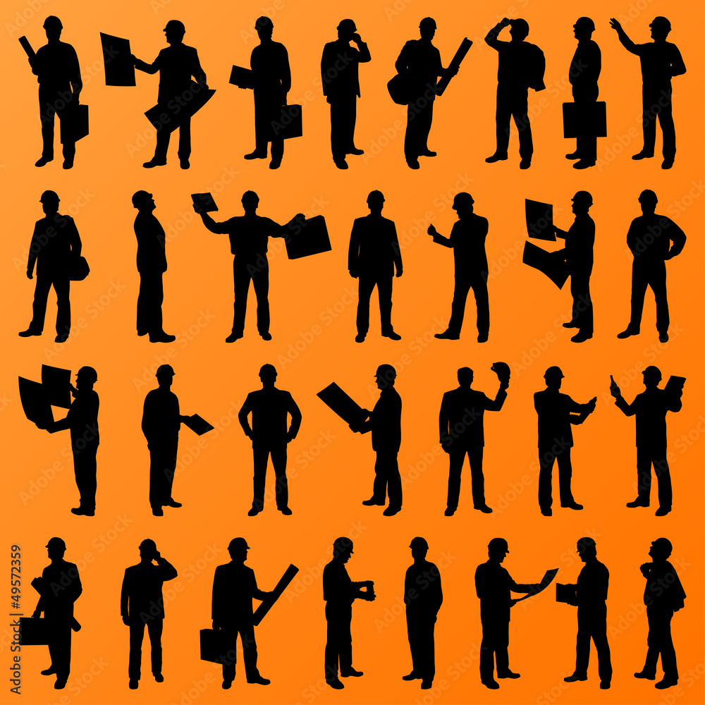 Engineer and construction site people, worker, manager, boss, di Engineer and construction site people, worker, manager, boss, di