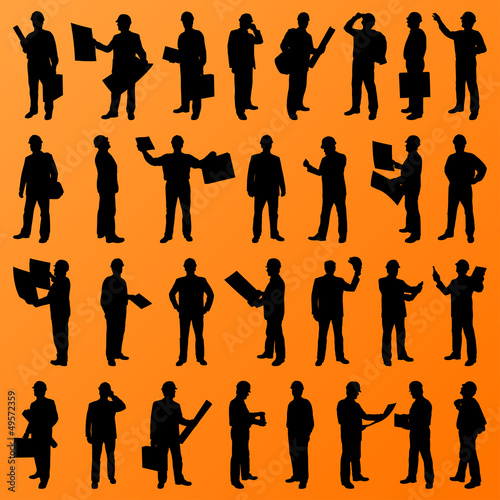 Engineer and construction site people, worker, manager, boss, di