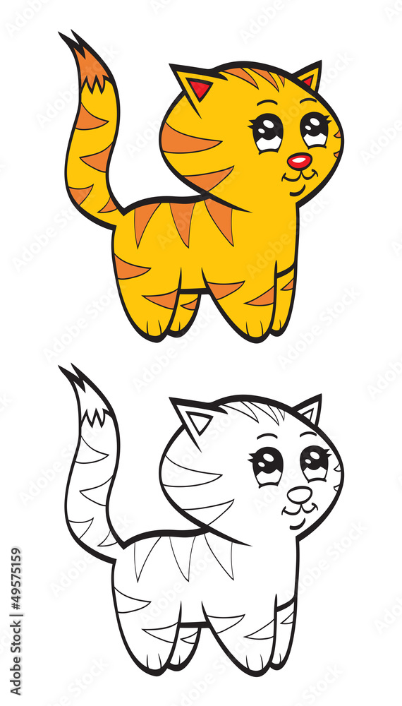 Obraz premium Cute cartoon baby tiger