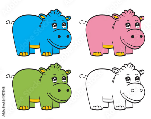 Cute cartoon baby hippo