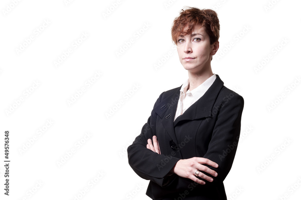 success arms folded short hair business woman success arms folded short hair business woman