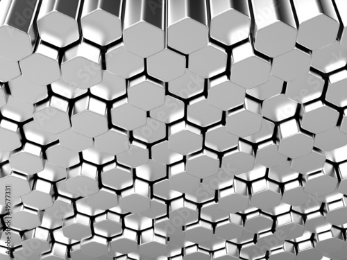 Fototapeta Naklejka Na Ścianę i Meble -  Shiny hexagon metal bars background