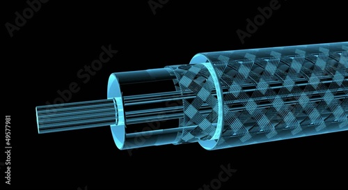 Television cable (3D x-ray blue transparent isolated on black) photo