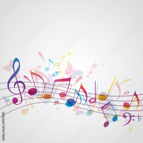 Music background with butterflies