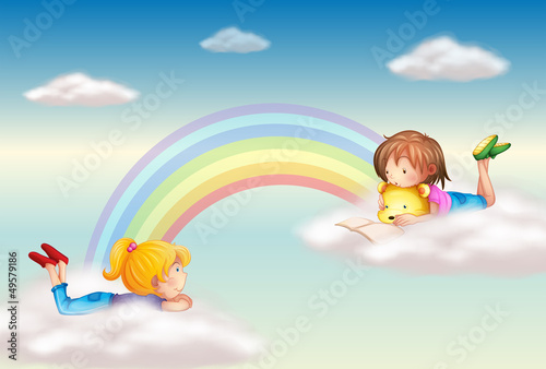 Two girls along the rainbow