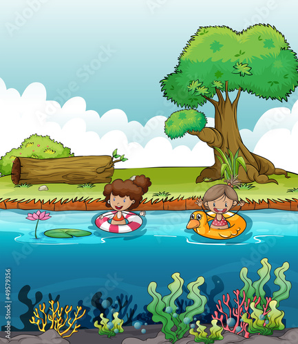 Two girls at the river