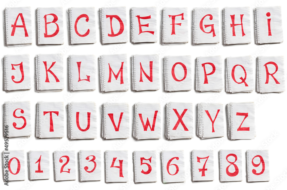 Alphabet in pages of notebook Alphabet in pages of notebook