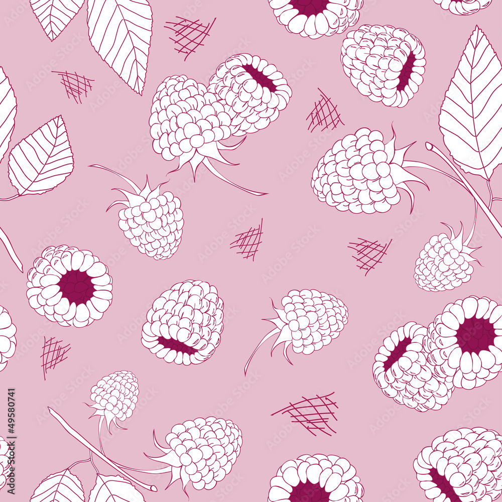 Hand drawn raspberry seamless pattern Hand drawn raspberry seamless pattern