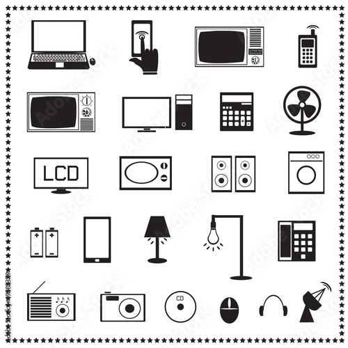 Electronics icons set, Vector illustration