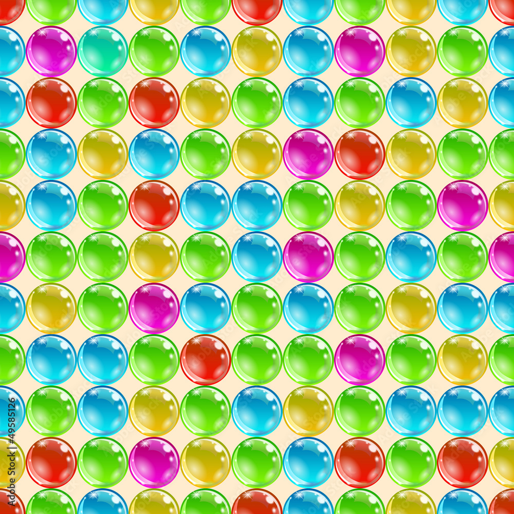 Colorful glossy balls. Seamless vector texture.