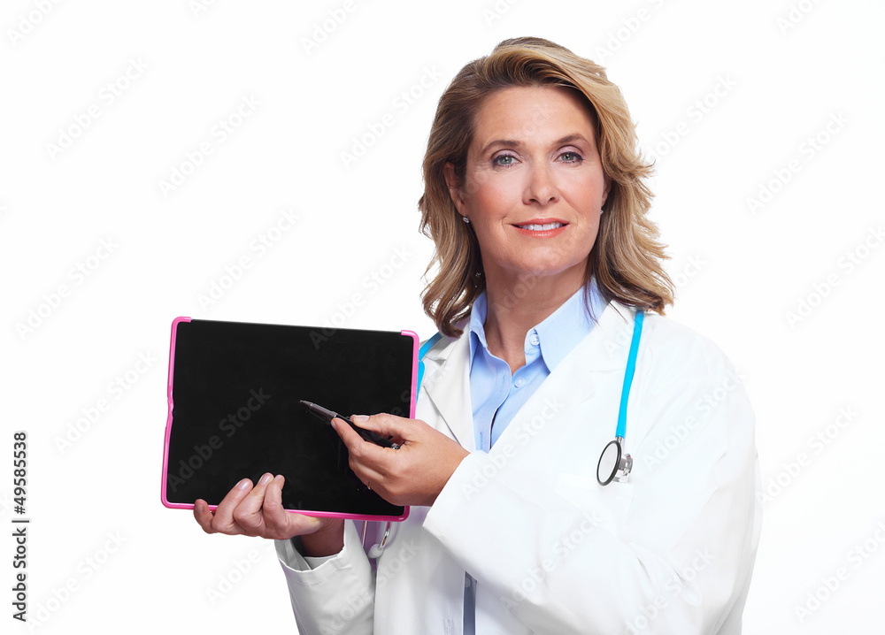 Medical doctor woman with tablet computer. Medical doctor woman with tablet computer.