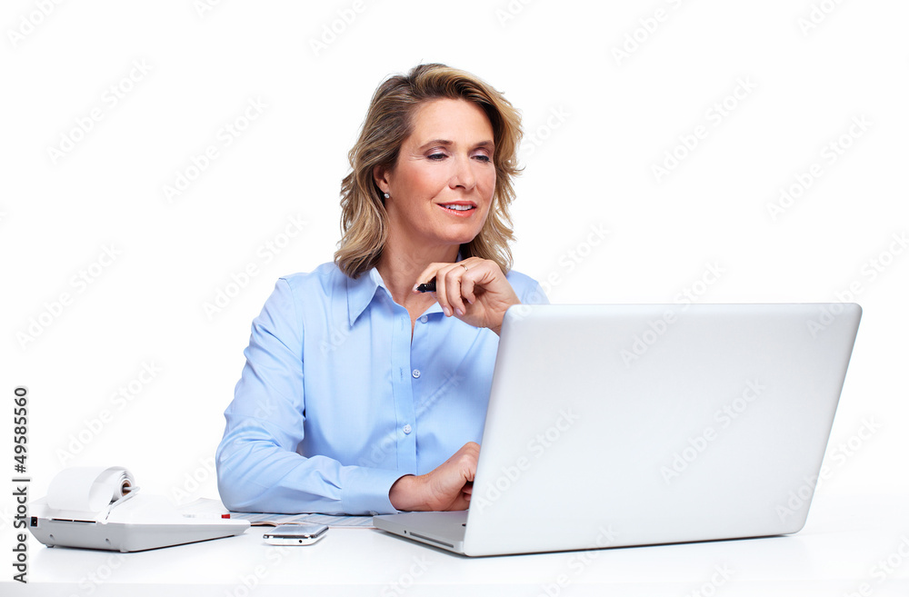 Business woman with a laptop computer. Business woman with a laptop computer.