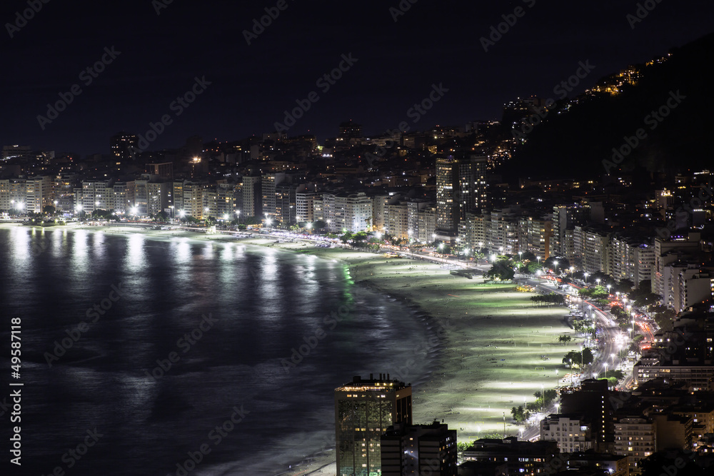 Fototapeta premium Copacabana Beach at night in Rio de Janeiro