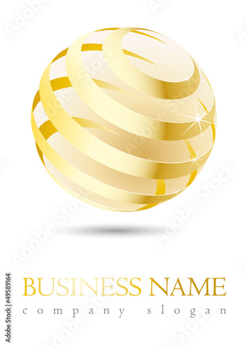 Business logo 3D gold sphere design