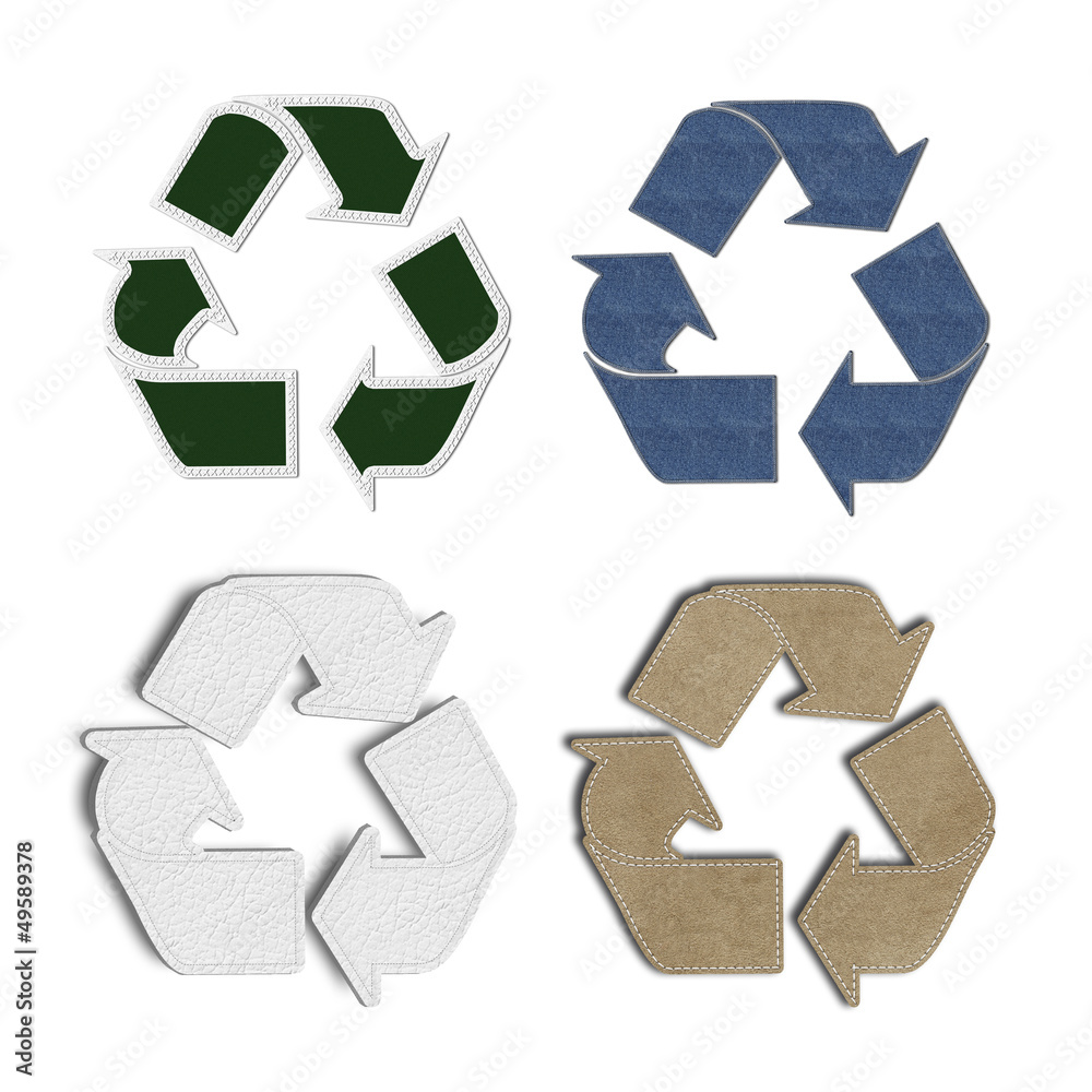 Obraz premium Recycle Symbol with stitch sewing material Background