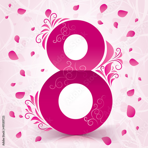 8 march Women's Day card with floral elements