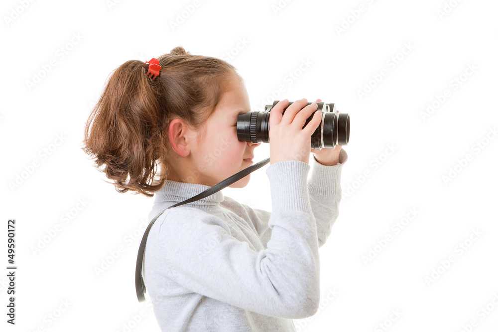 child with binoculars child with binoculars