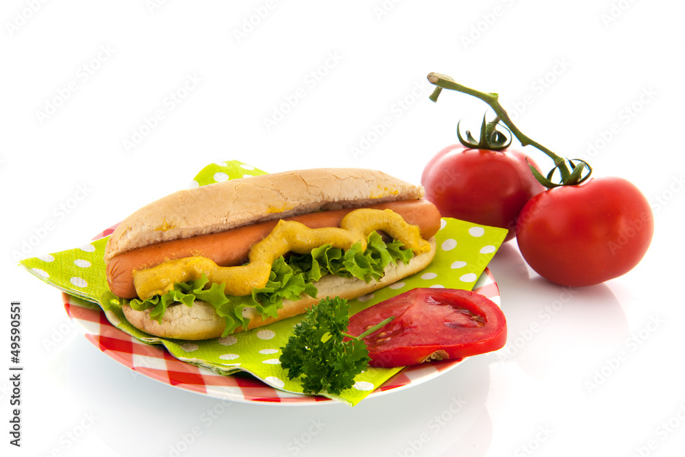 Hotdog with bread roll Hotdog with bread roll