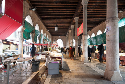 Canvas Print Rialto fish market, Venice, Italy.