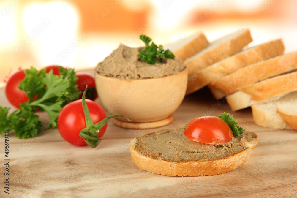 Composition of fresh pate, tomatoes and bread, Composition of fresh pate, tomatoes and bread,