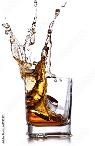 whiskey splash with ice cub...