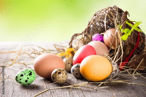 Colorful easter eggs with b...