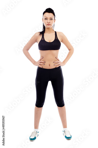 Athletic woman on white