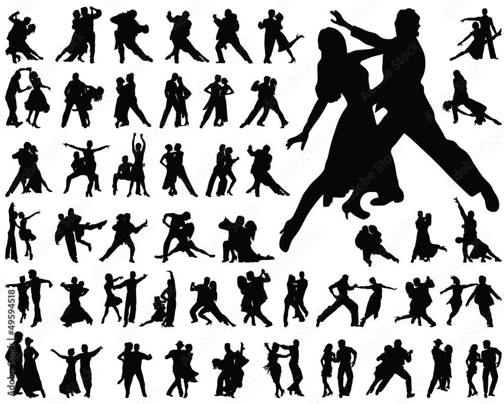 Silhouettes of tango players Silhouettes of tango players