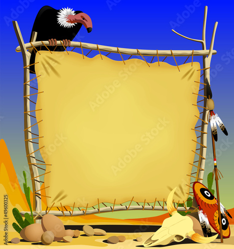 Animal skin banner in a desert