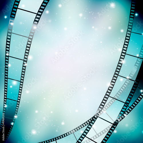 background with filmstrip and stars #49601310