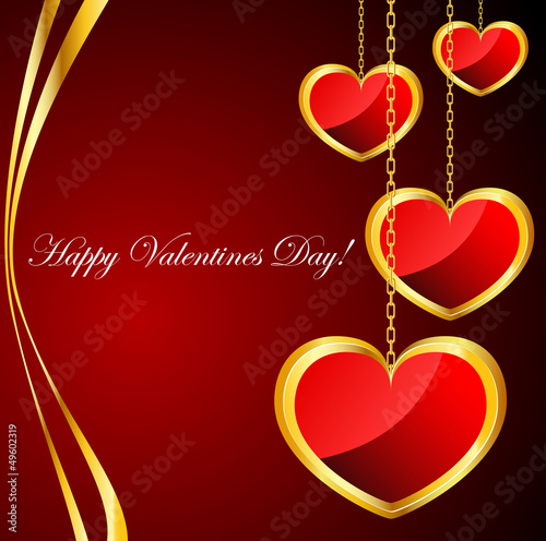 Valentine background with heart pendants