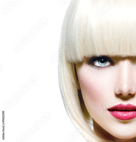 Fashion Stylish Beauty Portrait. Beautiful Girl's Face Close-up